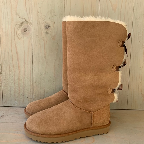 UGG BAILEY BOW TALL 2 CHESTNUT BOOTS WOMENS US 7 NIB - Picture 6 of 10